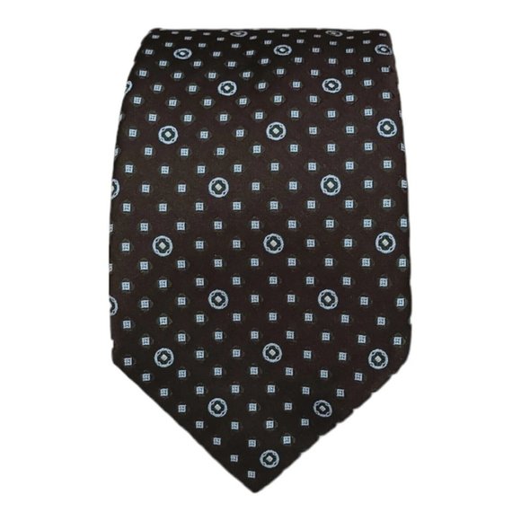 CANALI Brown Geometric Silk Tie ITALY 61